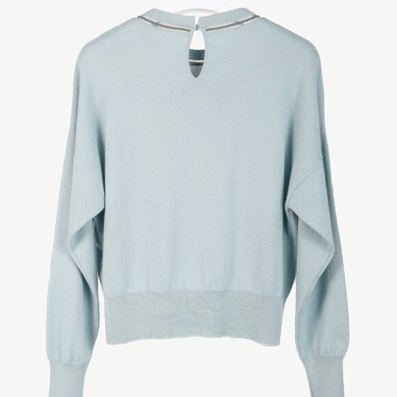 Brunello Cucinelli SS/20 Blue Cashmere Monili-Bead Sweater - Picture 2 of 13